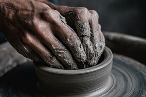 Artisan hands shaping raw clay, an Arts & Entertainment Photo by Virgo Studio