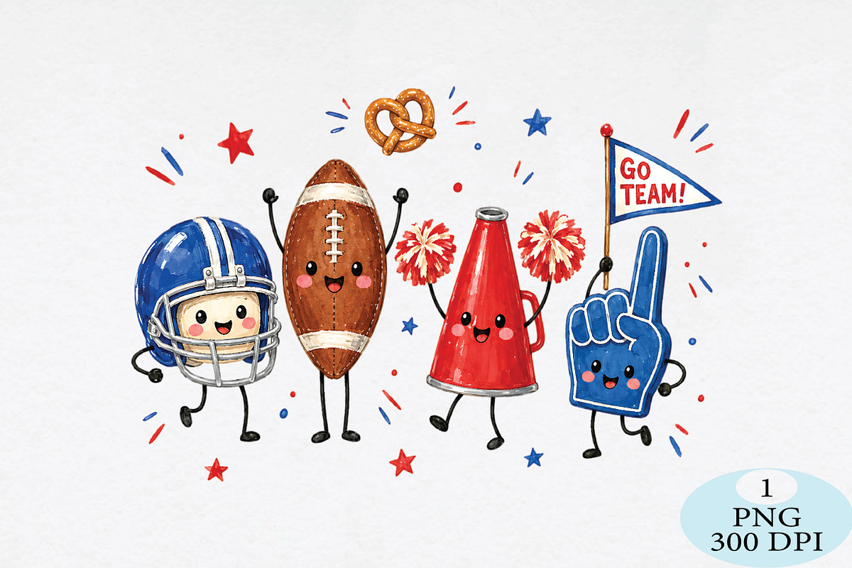 Cute Football Game Day Team PNG, a Seasonal Illustration by Daily.Designs (Photo 1 of 5)