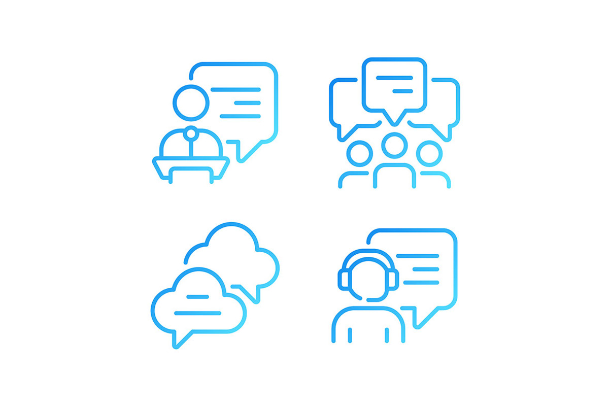 Speech bubbles in different spheres, an Outline Icon by IMG Visuals