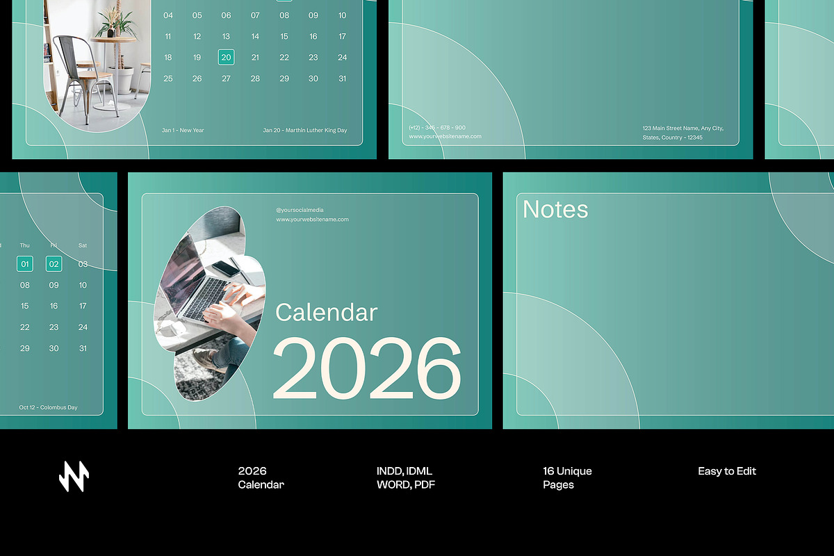 Minimal Green Calendar