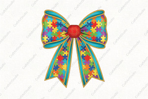 Coquette Autism Awareness Bow PNG, an Illustration by CraftArtStudio