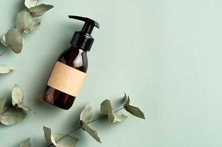 Amber glass dispenser bottle mockup, a Health & Medical Photo by photoguns