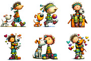 Puppy with Boy Whimsical Clipart, a Person Illustration by Designking (Thumbnail 3 of 5)