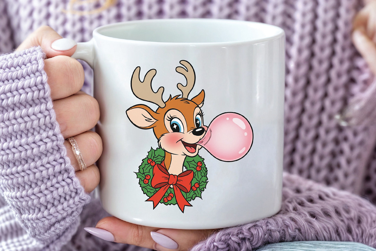 Christmas Reindeer Blowing Bubble, an Illustration by CraftArtStudio (Photo 3 of 4)
