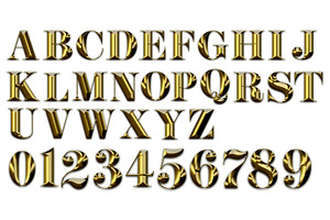 Golden Serif 3D Font Clipart