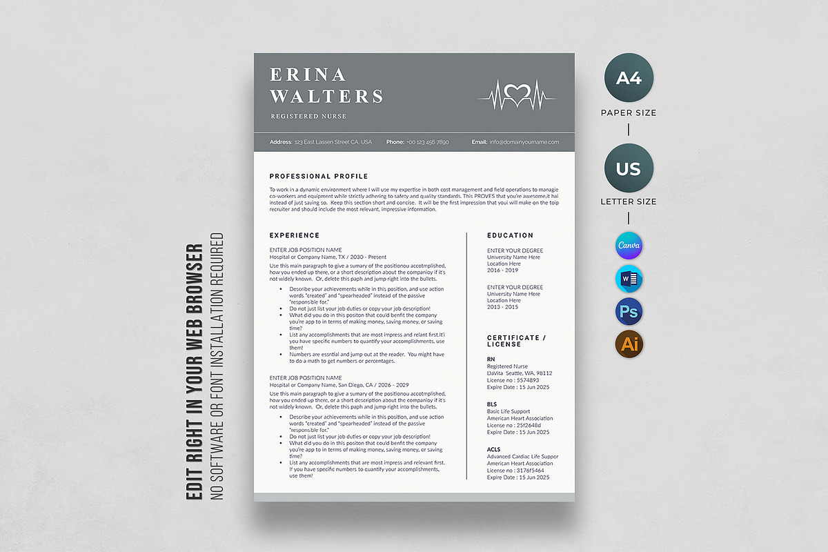 Nurse Resume, a Resume Template by DesignDevisers (Photo 1 of 10)