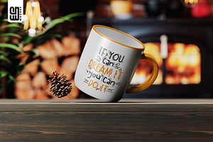 Coffee Mug On A Wooden Table Mockup