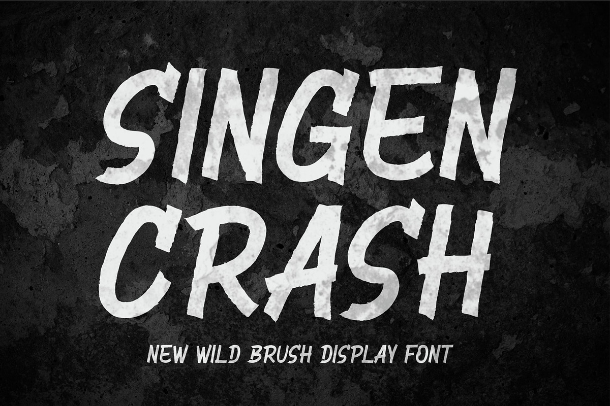 Singen Crash || Brush Display Font, a Handwritten Font by Idea Studio (Photo 1 of 5)
