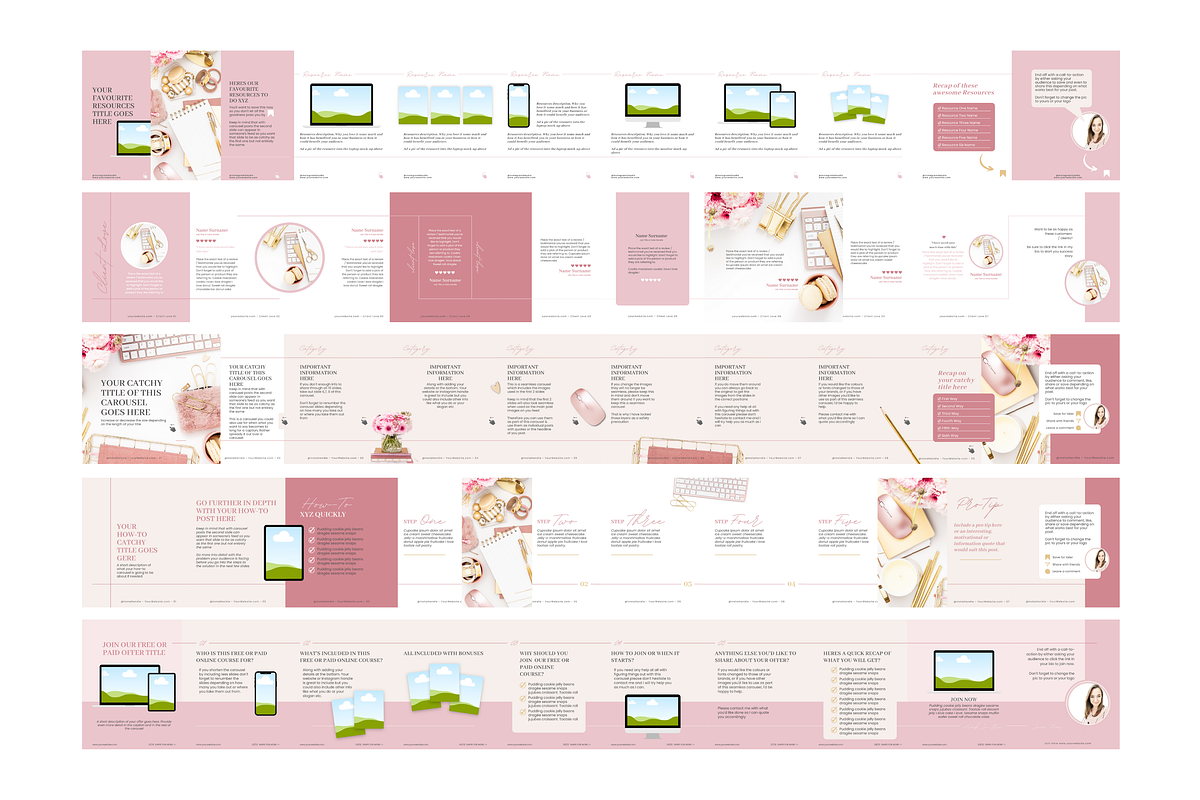 90 Instagram Carousel Canva Template, a Social Media Template by With Love Monique (Photo 3 of 12)