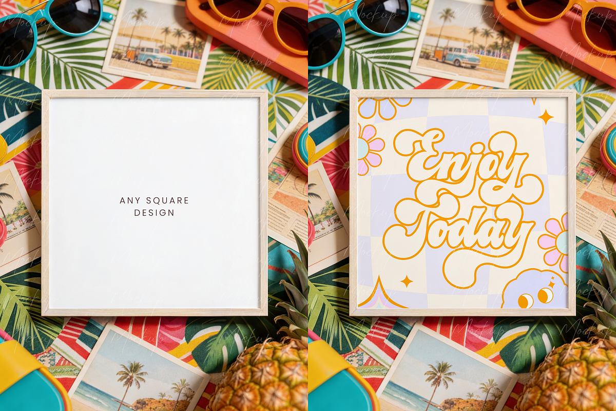 Summer Wood Square Frame Mockup, a Product Mockup by TatiMockup (Photo 2 of 3)