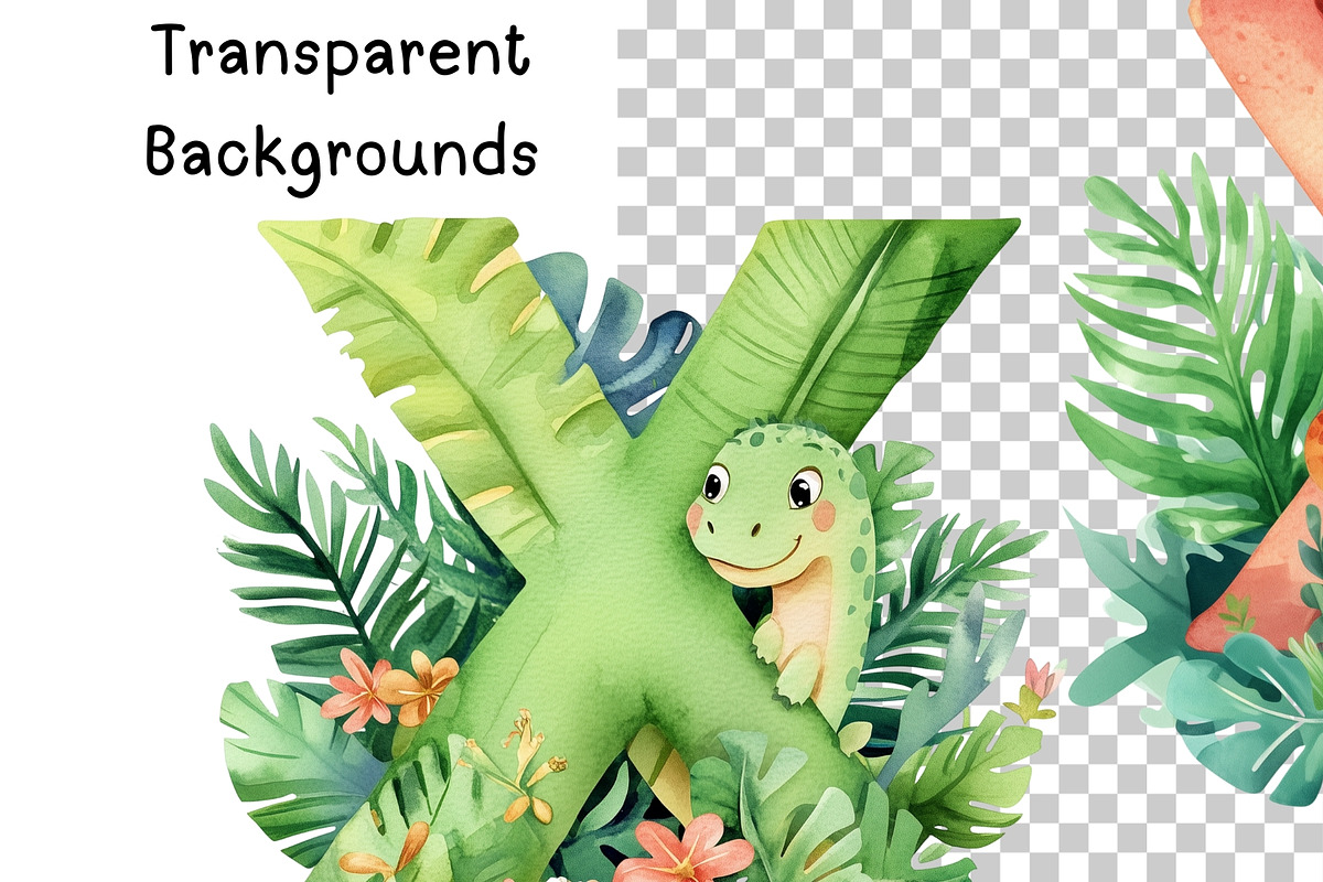 Adorable Dinosaur Alphabet Clipart, an Illustration by PassionPNGcreation (Photo 5 of 7)