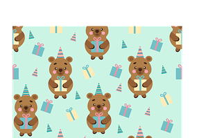 Seamless Pattern with Bears and Gift, an Animal Illustration by JYa_Design