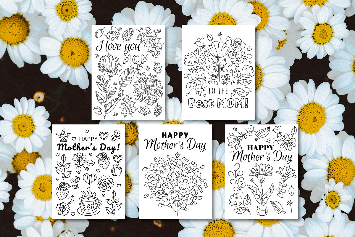 Mother's Day Greeting Coloring Pages, an Illustration by ChristinaDesigns (Photo 2 of 5)