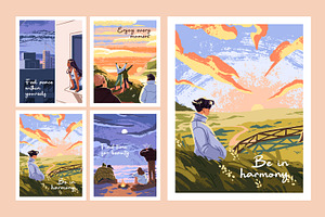 People look at sunset or sunrise set, a Person Illustration by PaperTrident