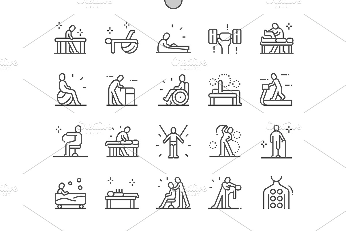 Physiotherapy Line Icons, an Outline Icon by Palau