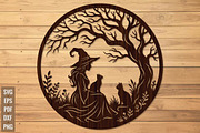 Halloween Witch and Cats SVG, a Seasonal Illustration by DreamPrint404 (Thumbnail 3 of 3)