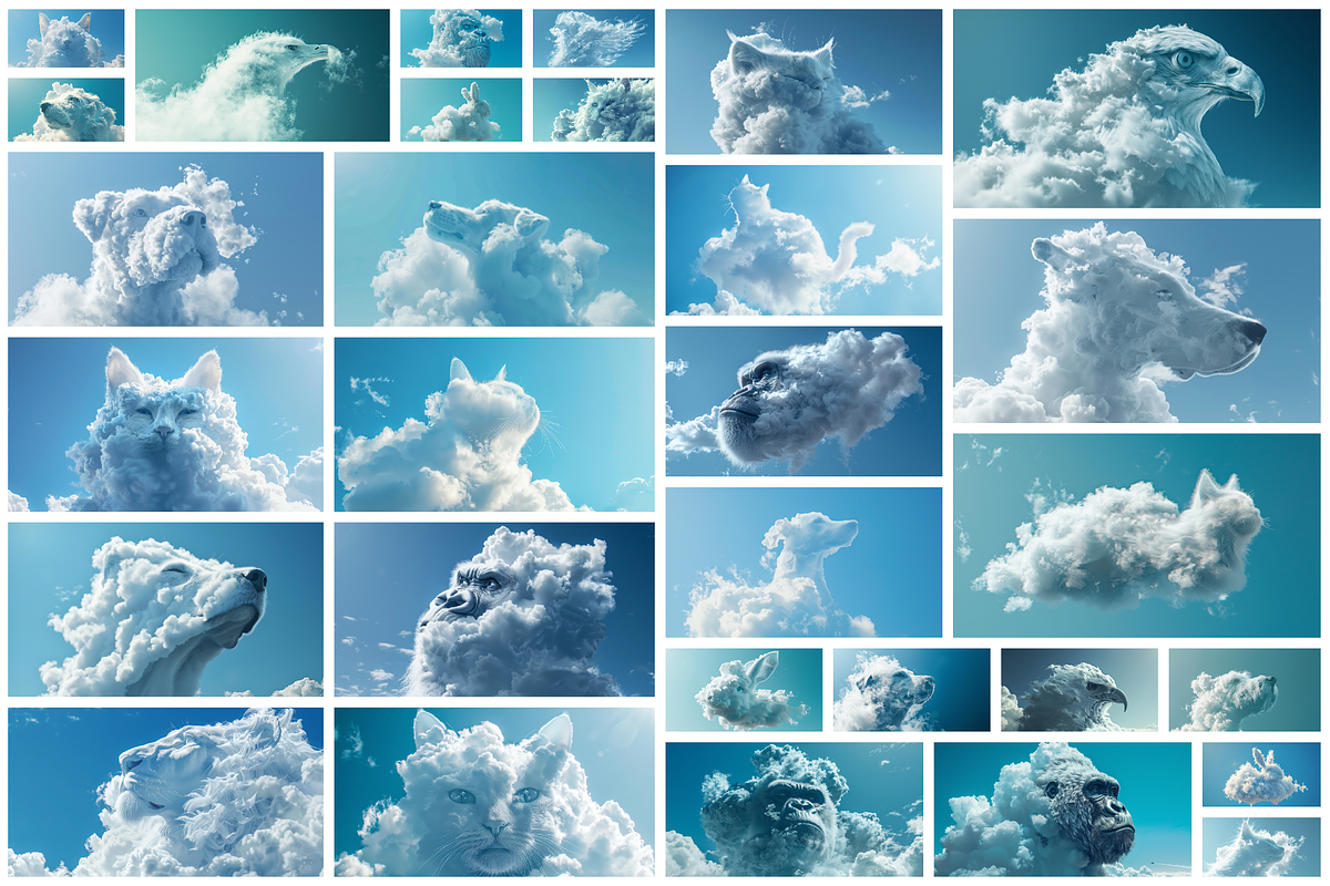 90 Clouds animals against a blue sky, an Animal Illustration by Handmadefont (Photo 4 of 64)