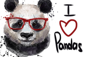 watercolor cute panda