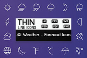 Weather and Forecast Thin Line Icons, a Solid Icon by FlatLineIcons (Thumbnail 1 of 3)