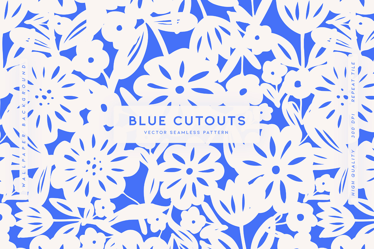Blue Cutouts, a Pattern Graphic by MalyskaStudio