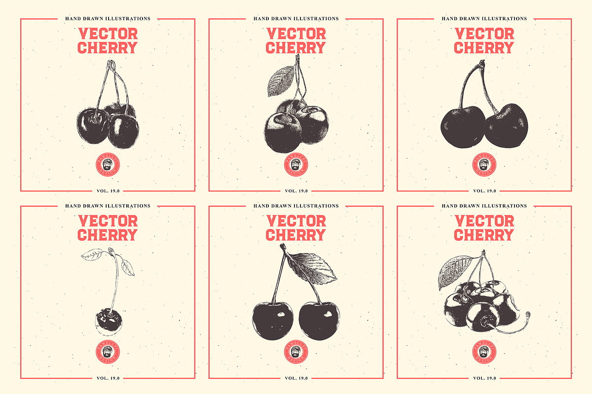 VECTOR CHERRY HAND DRAWN BUNDLE v18, a Food Illustration by pawellpi (Photo 2 of 5)
