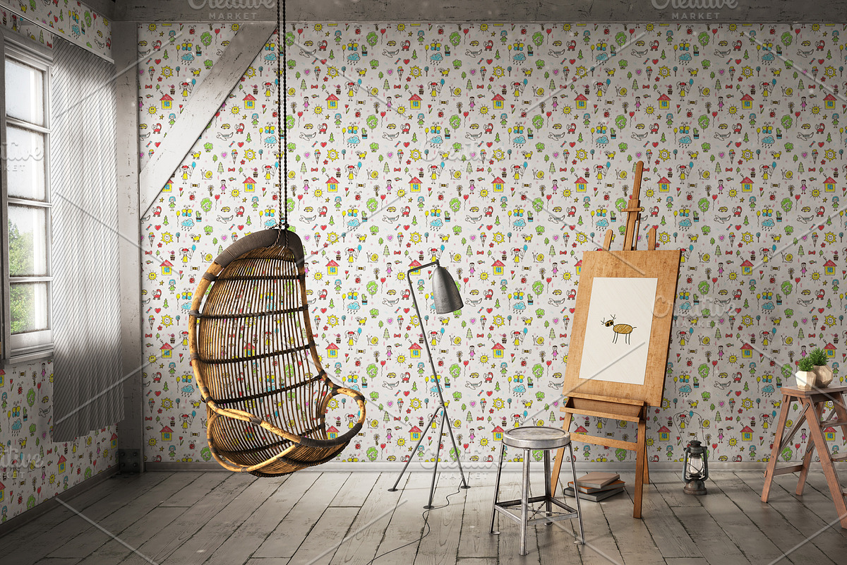 Home Wall Studio Mock-up, a Household Mockup by IsometricWorld (Photo 3 of 9)