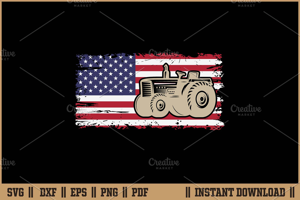Farm Tractors USA Flag Farmer SVG, a Work Illustration by Handy Arts Studio (Photo 1 of 3)