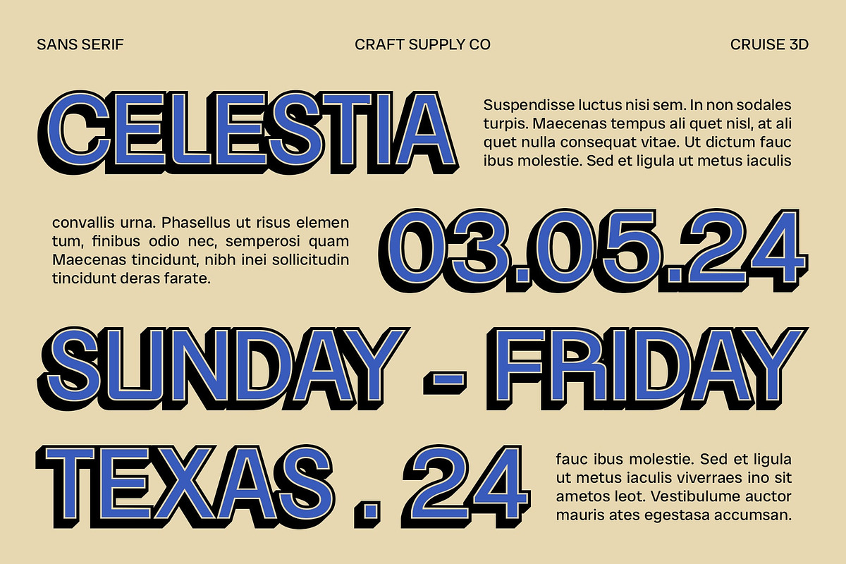 CS Cruise 3D, a Sans Serif Font by Craft Supply Co. (Photo 5 of 8)