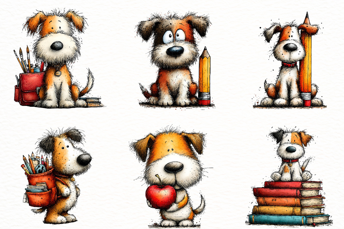Cute Back to School Dog Clipart, a Seasonal Illustration by Designworld (Photo 2 of 8)