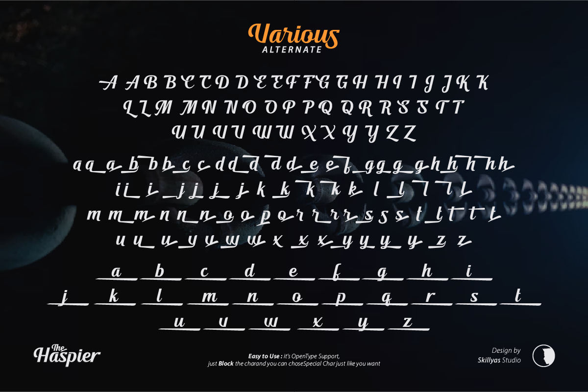 The Haspier Straight Script Font, a Script Font by Skillyas_Studio (Photo 9 of 10)