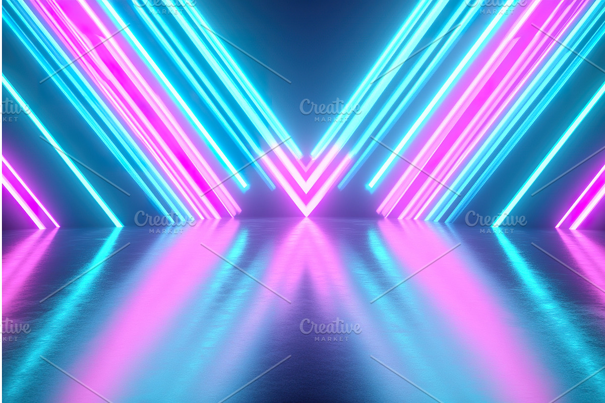 Vibrant neon lights in symmetrical, an Illustration by Lermont51