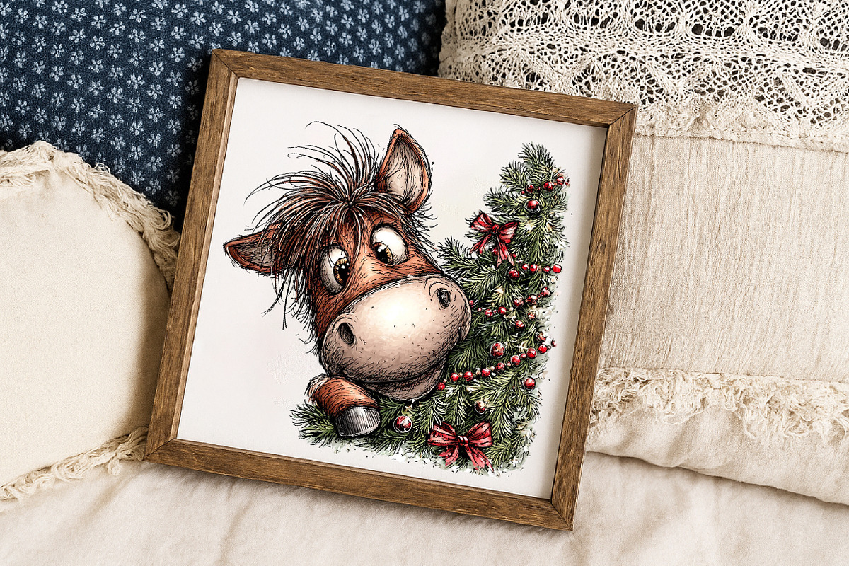 Funny Christmas Horses Clipart, an Illustration by Libby Wishes (Photo 7 of 7)