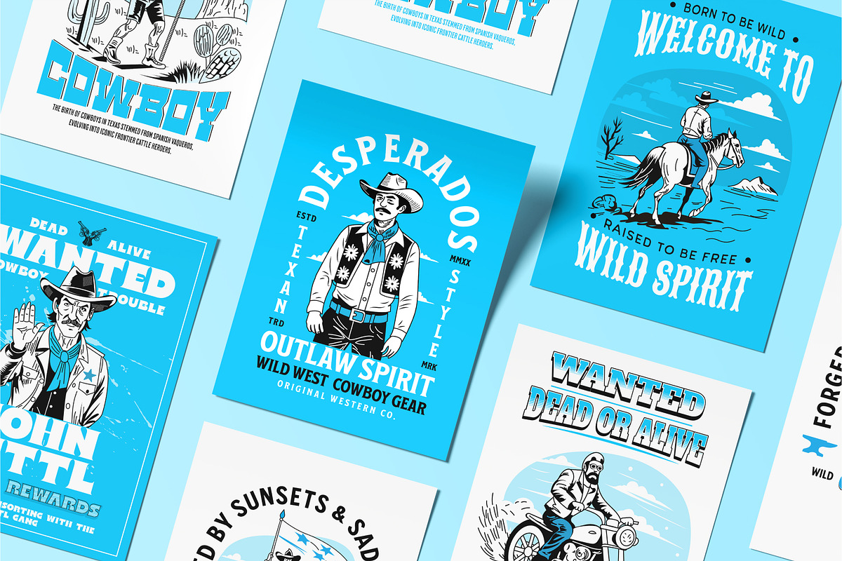 Cowboy Vector Illustration Set, a Person Illustration by Creative Stall (Photo 4 of 7)