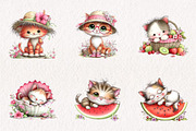 Whimsical Summer Cat Clipart, an Illustration by CreationArt (Thumbnail 6 of 7)