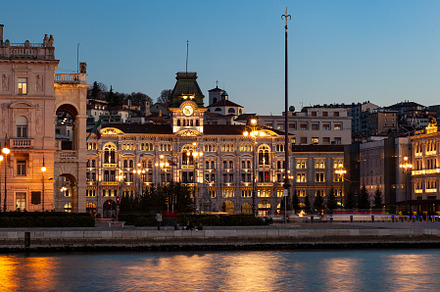 Scenic view of Piazza Unità at sunset, Trieste, an Architecture Photo by Bepslabor