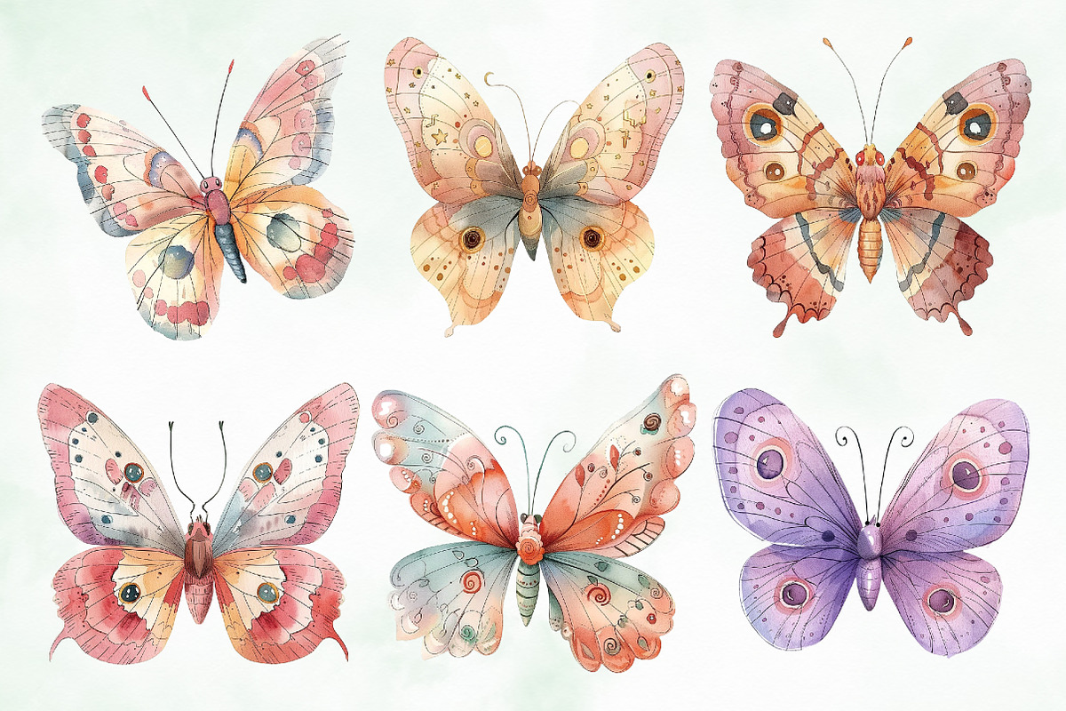 Watercolor Butterfly Png Clipart, an Illustration by Creative Art (Photo 7 of 8)