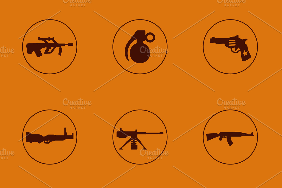 Firearms simple icons, an Outline Icon by Palau (Photo 2 of 3)