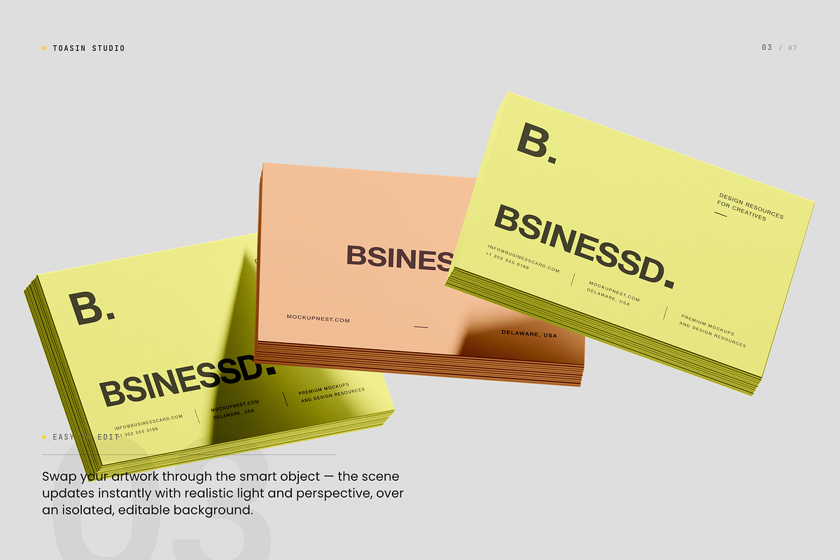 85x55 Business Card Mockup, an Advertising Mockup by Toasin Studio (Photo 3 of 7)