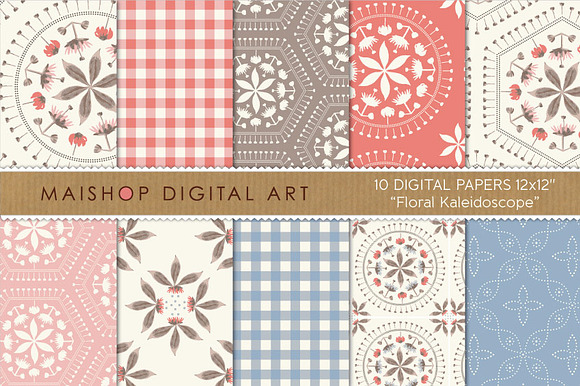 Digital Paper Floral Kaleidoscope preview 4