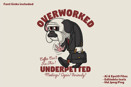 retro grumpy bulldog worker mascot