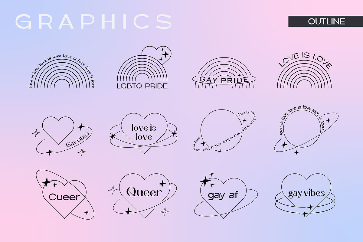 Pride Month Y2K Retro Collection, a Decorative Illustration by millering (Photo 6 of 14)