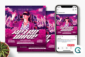 Retrowave Flyer Template, a Flyer Template by Geelator Studio