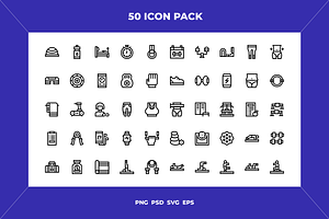 50 Pilates icons, an Outline Icon by Wencory