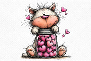 Whimsical Cats Valentine's Day PNG, an Illustration by Craft Nest (Thumbnail 10 of 11)