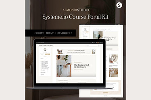 Systeme.io Almond Studio Course Port, a Landing Page Template by Hayley's Digital Hub