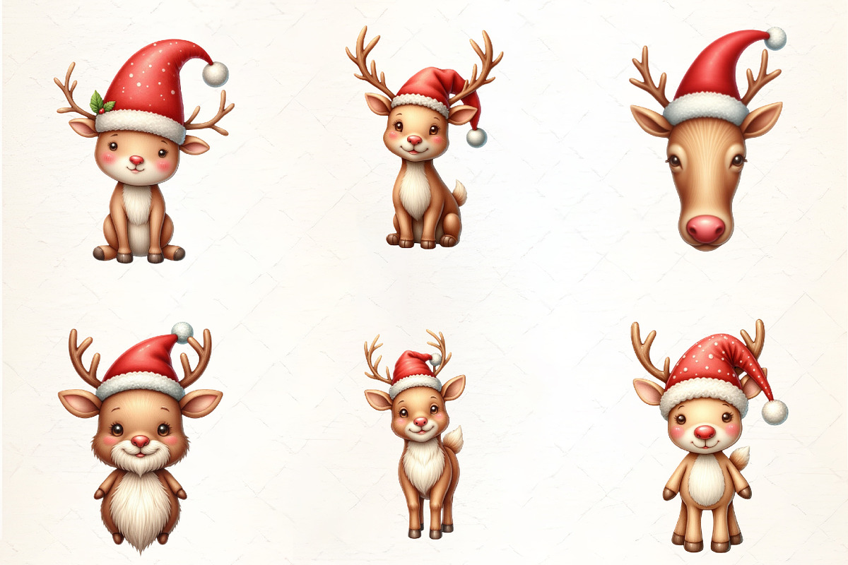 Festive Reindeer with Santa Hat Clip, an Illustration by CrexoraLab (Photo 3 of 5)