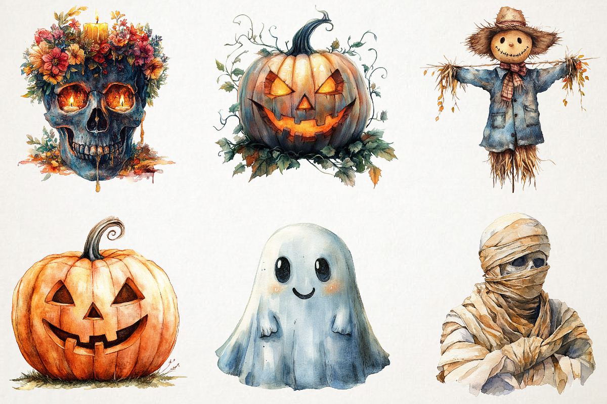 Hand-Painted Halloween Clipart, an Illustration by RobertsArt (Photo 2 of 7)