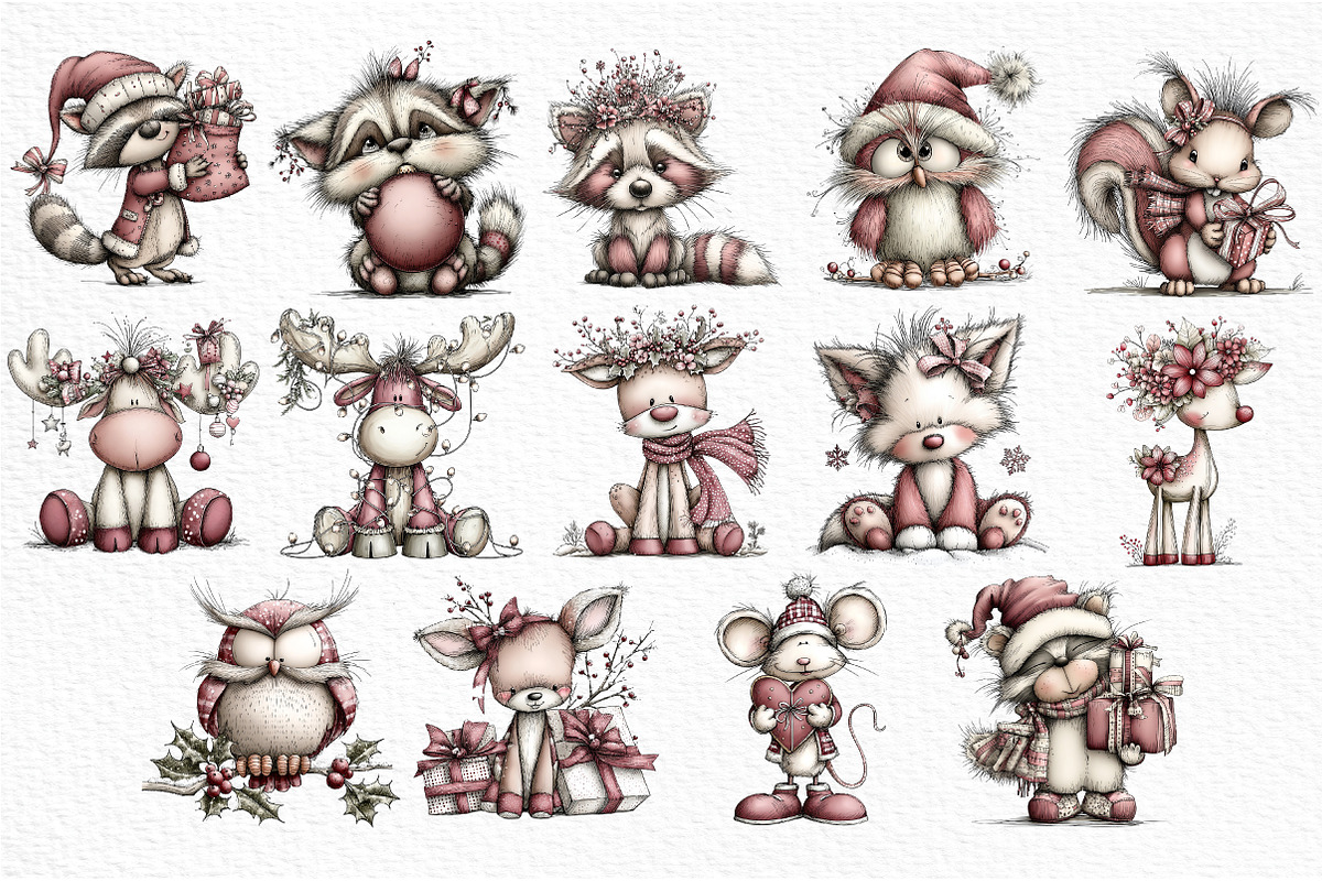 Whimsical Woodland Christmas Animals, an Illustration by Craft Nest (Photo 4 of 6)