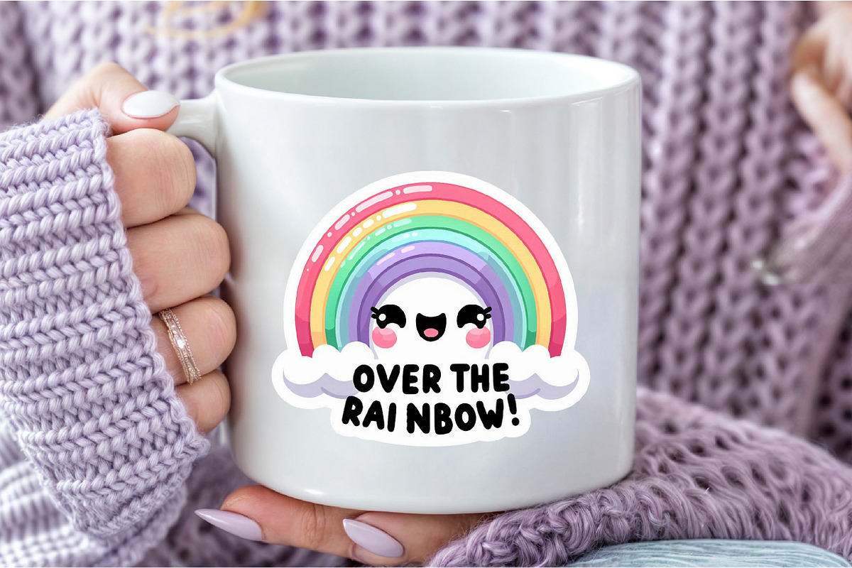 Funny,Over The Rainbow Sticker, an Illustration by DreamCafeArt (Photo 5 of 7)