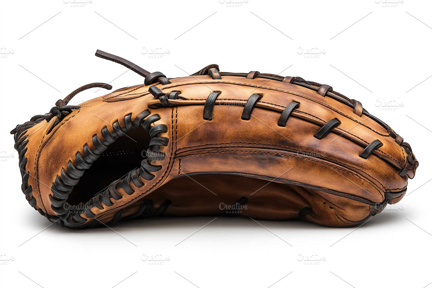Brown leather baseball glove isolated on white background, a Sports & Recreation Photo by AlyaAnd